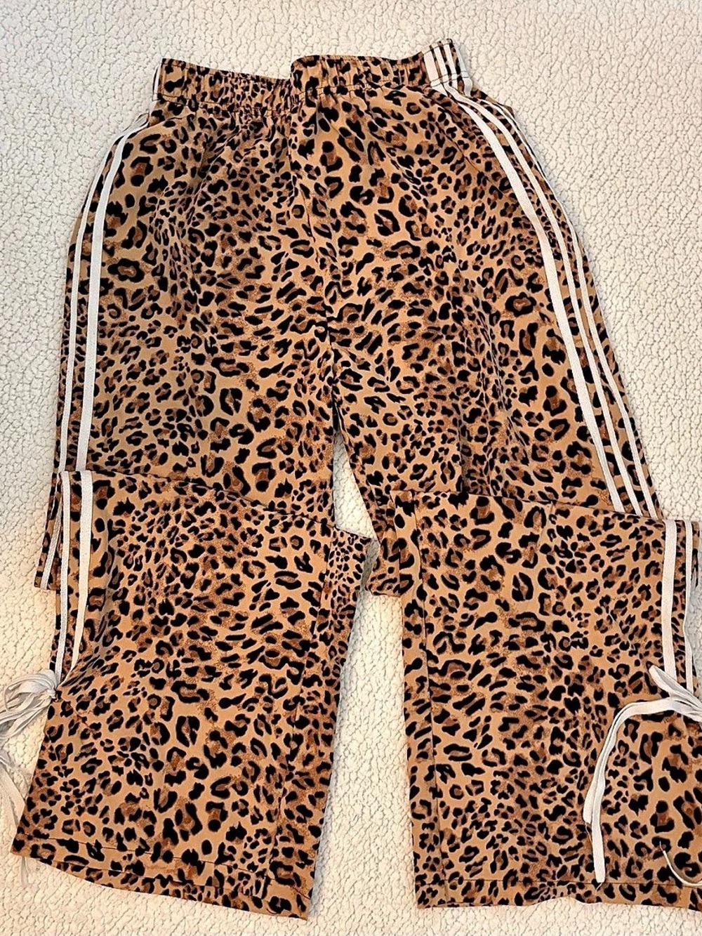 Wide Leg Satin Leopard Print Pants